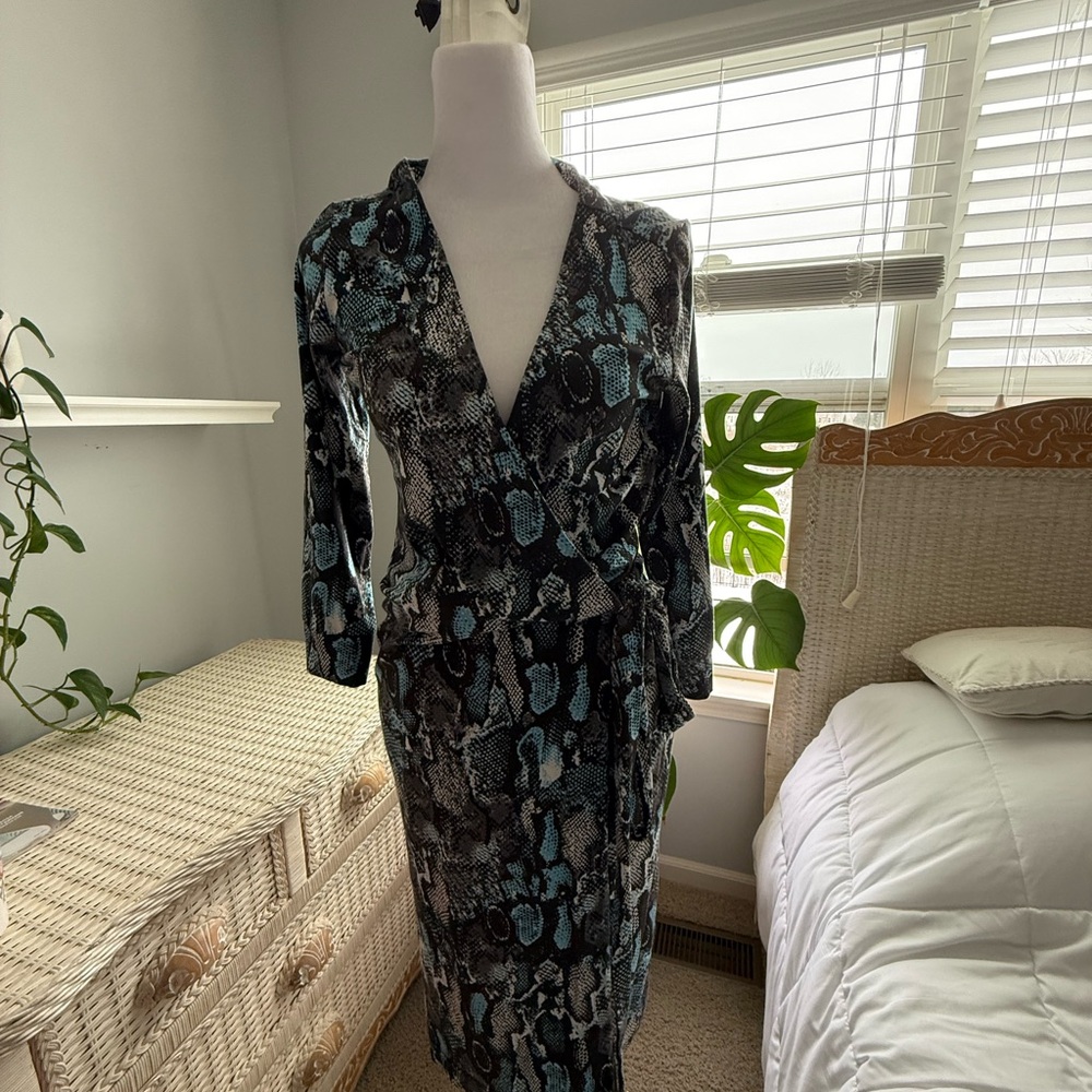 Felicity & Coco Blue and Black Snake Print Dress